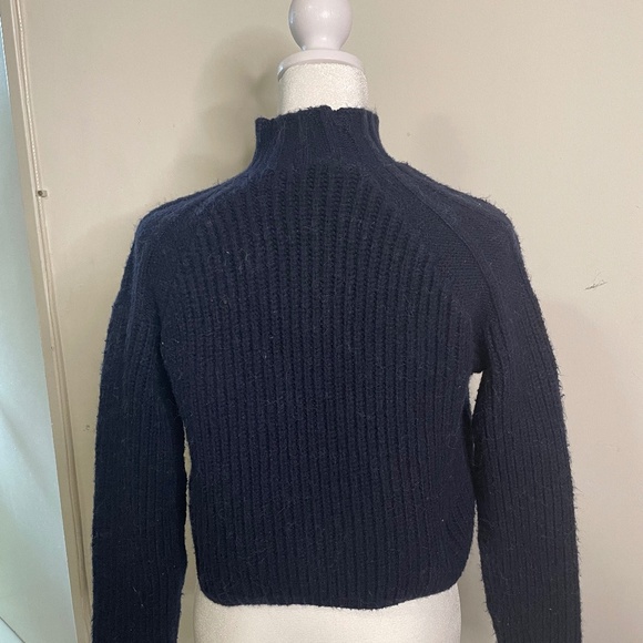 Navy Wool Blend Cropped Sweater
